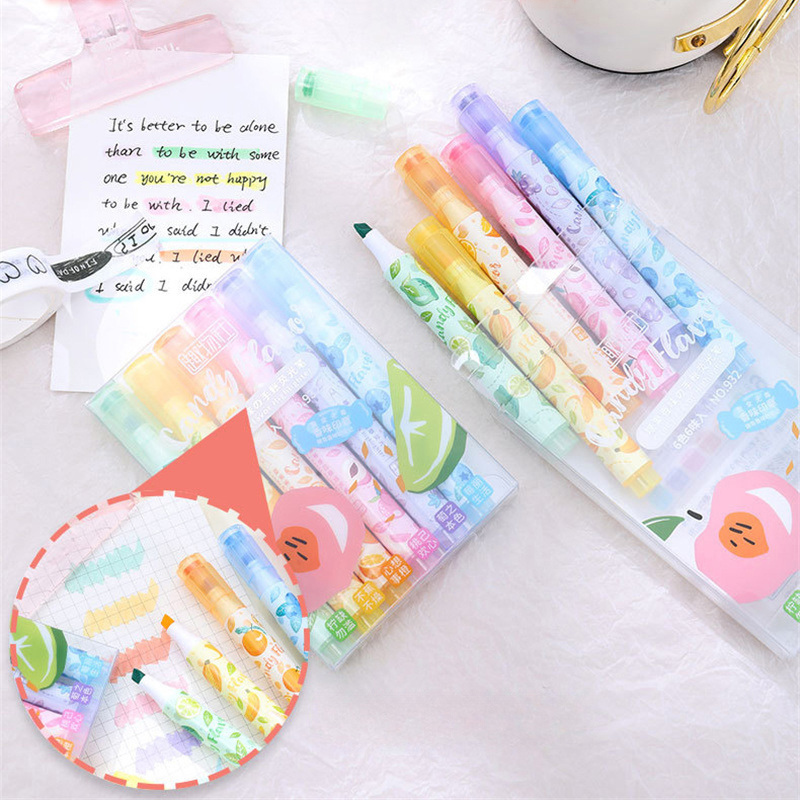 Highlighter Set Pastel - 크리 에이 티브 과일 향기로운 형광펜