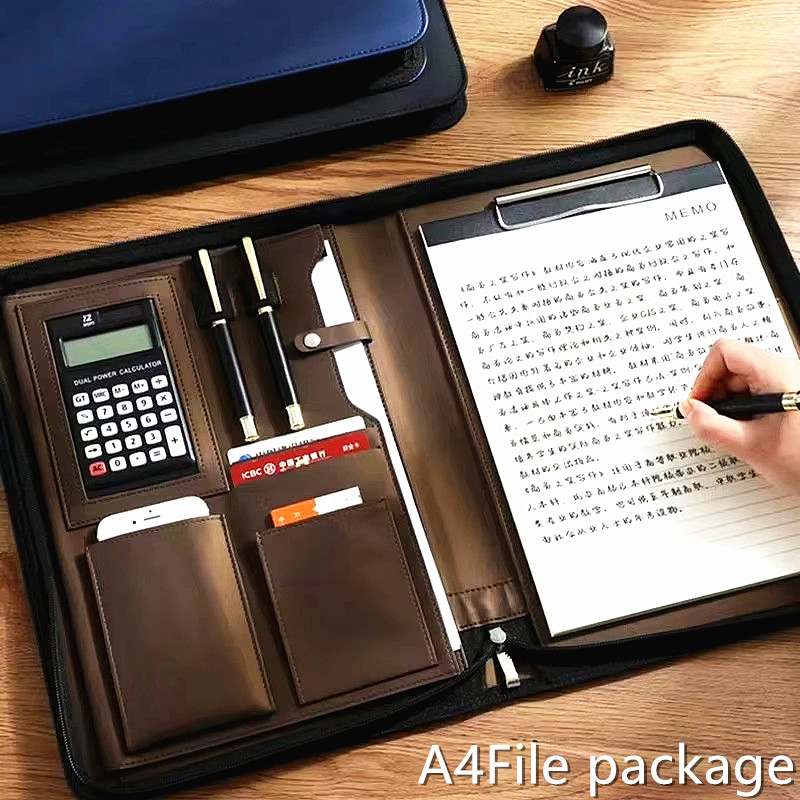 Portfolio Folder Zip - PU 가죽 포트폴리오 A4 문서 케이스