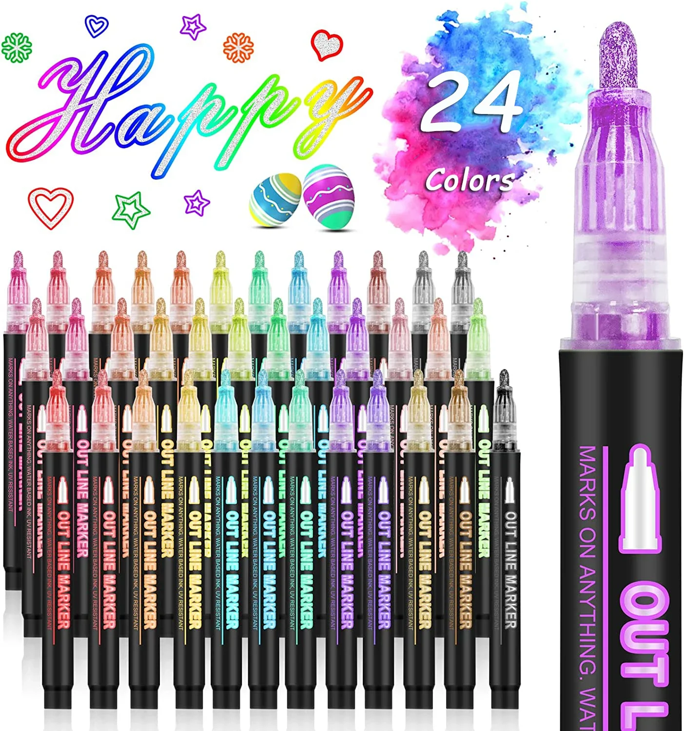 36 색상 더블 라인 개요 아트 펜 마커 펜 DIY 낙 - Highlighter Set Pastel 리뷰 및 가격