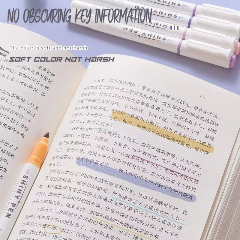 4 개/상자 카와이 글리터 형광펜 고급 파스텔 글리터  - Highlighter Set Pastel 리뷰 및 가격