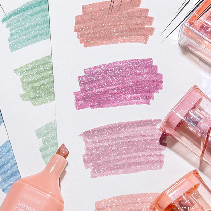 글리터 하이라이터, 유연한 선 굵기 및 얼룩 방지 수성 - Highlighter Set Pastel 리뷰 및 가격