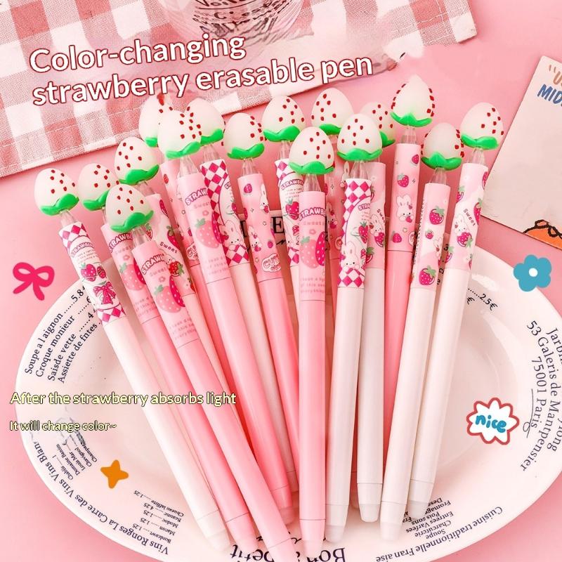 딸기 디자인 지워지는 젤 펜 세트, 빛에 민감한 색상  - Gel Ink Pen Set 리뷰 및 가격