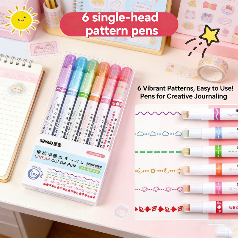 6-24개/세트 꽃무늬 라인 형상 형광펜 롤러팁 곡선  - Highlighter Set Pastel 리뷰 및 가격