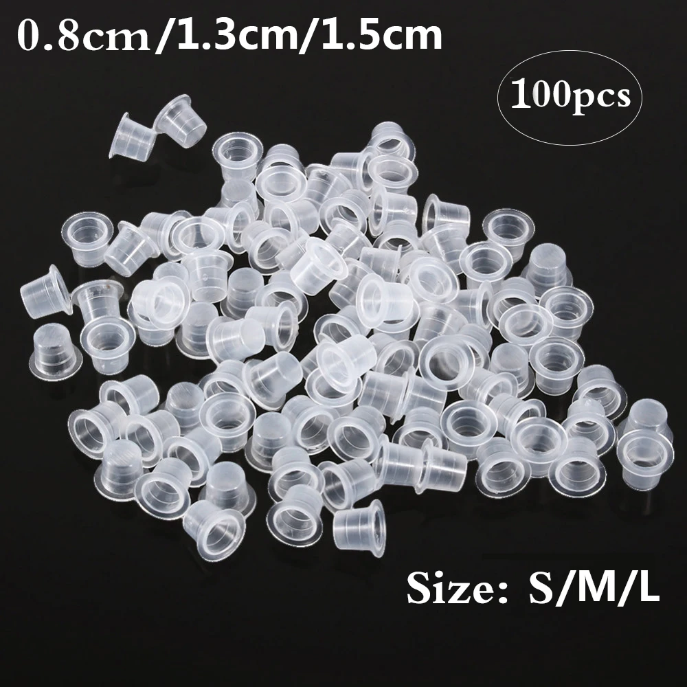100Pcs 문신 플라스틱 문신 잉크 컵 8/13/15 - Calligraphy Ink Bottle 리뷰 및 가격